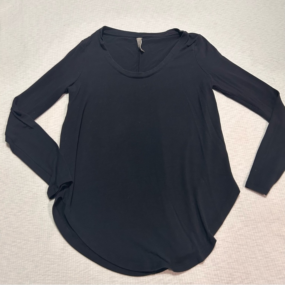 Athleta Shirt Womens‎ XS Black Long Sleeve Tee Top Ladies Stretch Round Neck